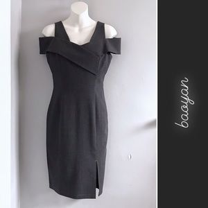 Baoyan Gray Sheath Cold Shoulder Dress • M